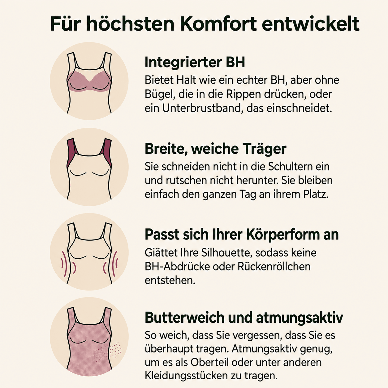 Komfort-Shaping-Top mit integriertem BH - Curawell